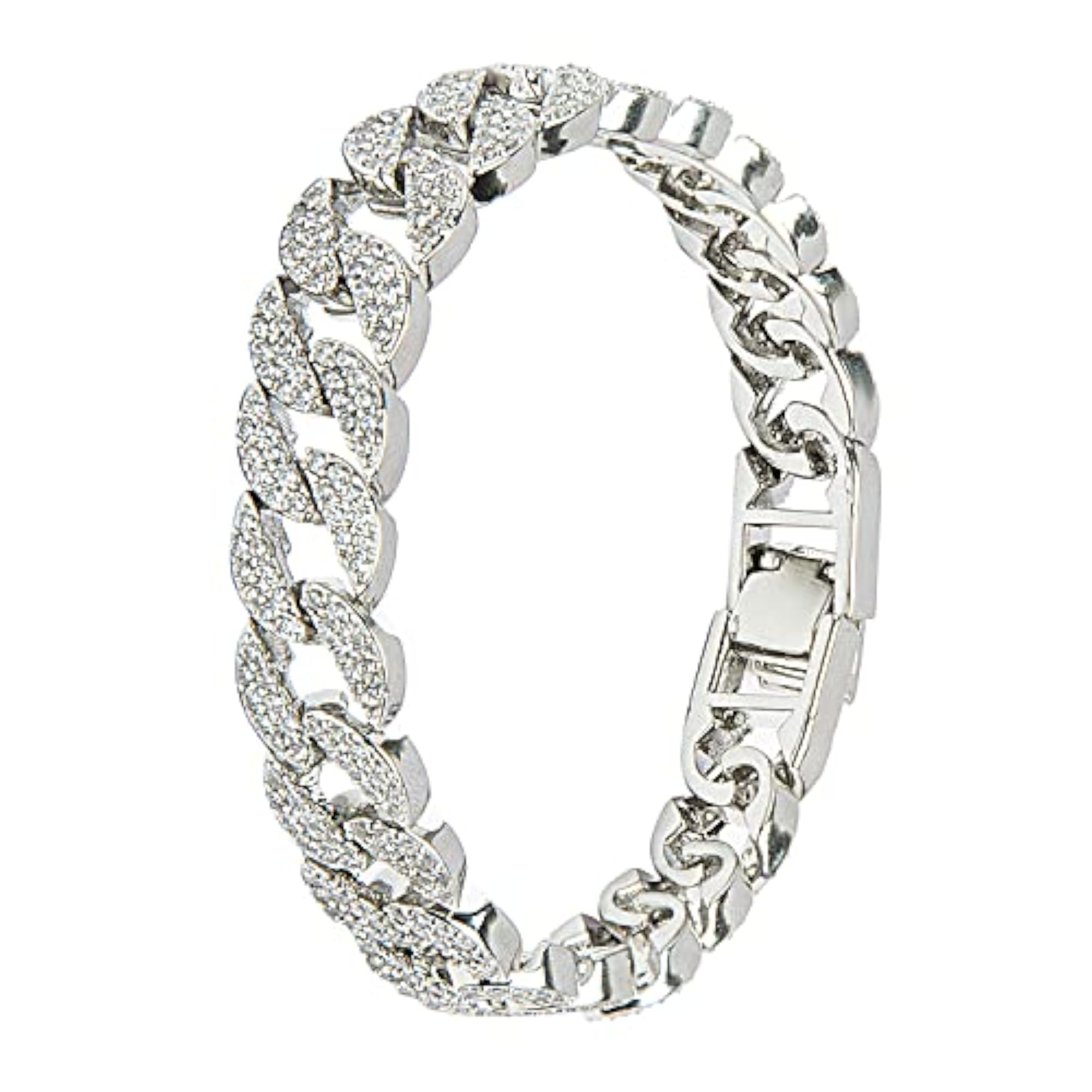 Women's CZ and Crystal Studded Gold Plated Chain Bracelet