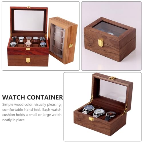 Boîte de rangement montre anti-chute en bois solide marron