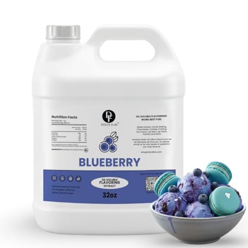 Dolce Flav Blueberry Flavoring Oil for Chocolate, Restaurant Size, 32 Fl Oz
