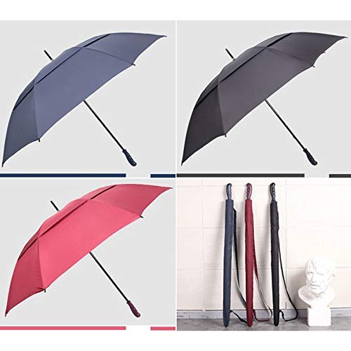 Parapluie de golf double résistant au vent grand manche renforcé rouge