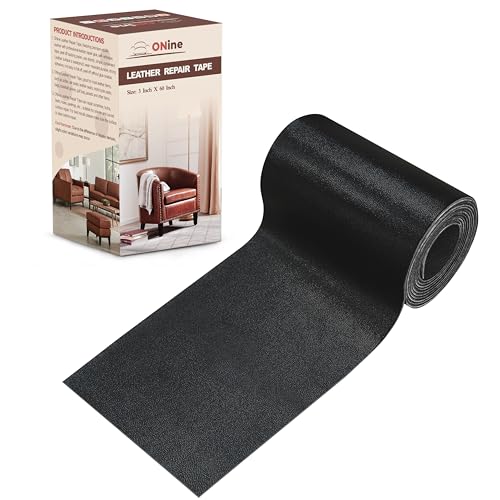 ONine Leather Repair Patch，Leather Repair Tape, 3 x 60 inches Leather Repair Patch for Furniture,Vinyl Repair kit，Leather Couch Patch，for Sofas, Furniture, car Seats(Black-Fine Grain)