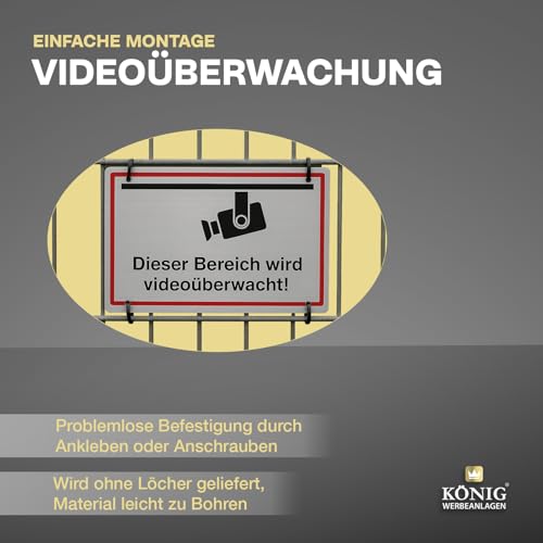 Schild Videoüberwachung | Dieser Bereich Wird videoüberwacht! | stabiles Alu Schild mit UV-Schutz 30 x 20 cm | Silber gebürstet, edle Optik | Kameraüberwacht videoüberwacht | Dreifke®