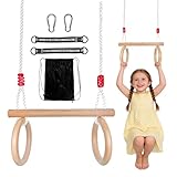 Altalena a Trapezio in Legno, Multifunzionale 2 in 1 Altalena da Giardino per da Interno e...