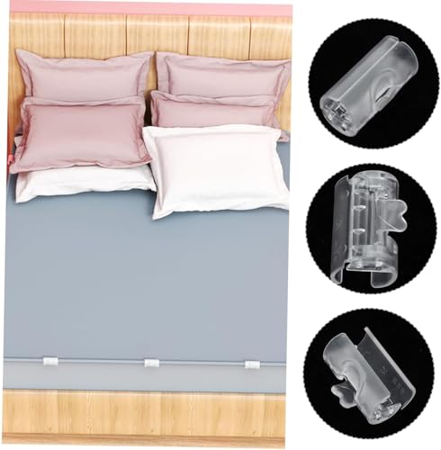 WinldMonmo 12 Pcs Transparent Bed Sheet Grippers, 2024 New Bed Sheet Grippers Sheet Fasteners Clips, Adjustable Needle-Free Bed Sheet Holder That Hold Slip and Fall Out Bedding Accessories