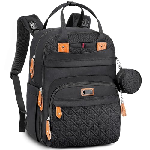 Image of LeLeBlum Diaper Bag Backpack, Large Capacity Diaper Bag with Changing Pad, Pacifier Case and Stroller Straps, Multifunction Waterproof Travel Back Pack for Boys Girls, Black