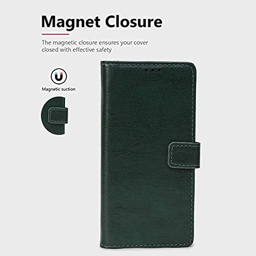 Image of amazon basics Redmi Note 15 5G Flip Cover | Card Pockets Wallet & Stand | Flip Cover for Redmi Note 15 5G (Green)