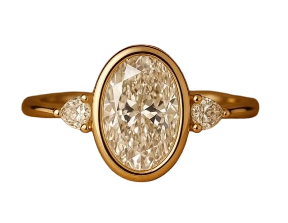 2CT Oval & Pear Cut Diamond Sparkle Wedding Ring, Engagement Stackable Ring, Three Stone Bezel Set Ring,14K Gold Plated,Women Gifted Ring,Gifted For Her,Size 3-12.