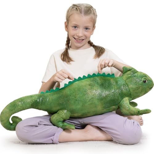 Image of Giant Lizard Stuffed Animal, 31.5 Inch Green Iguana Plush Pillow