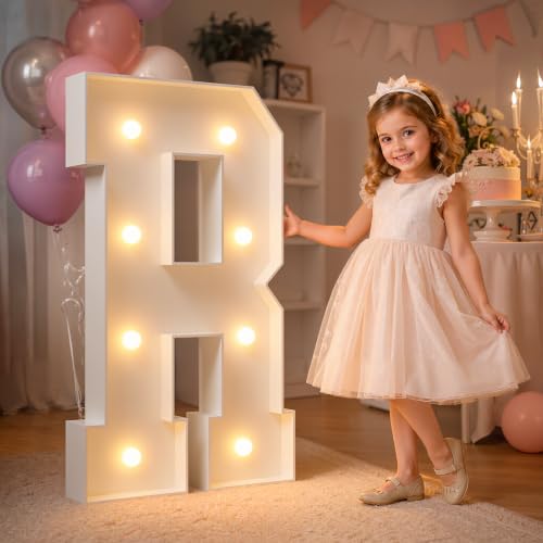 imprsv Marquee Light Up Letters, 3FT Marquee Letters for Birthday Baby Shower Wedding Decorations Light Up Letters for Engagement Party Decor, Large Marquee Letters for Party Decorations, Letter R