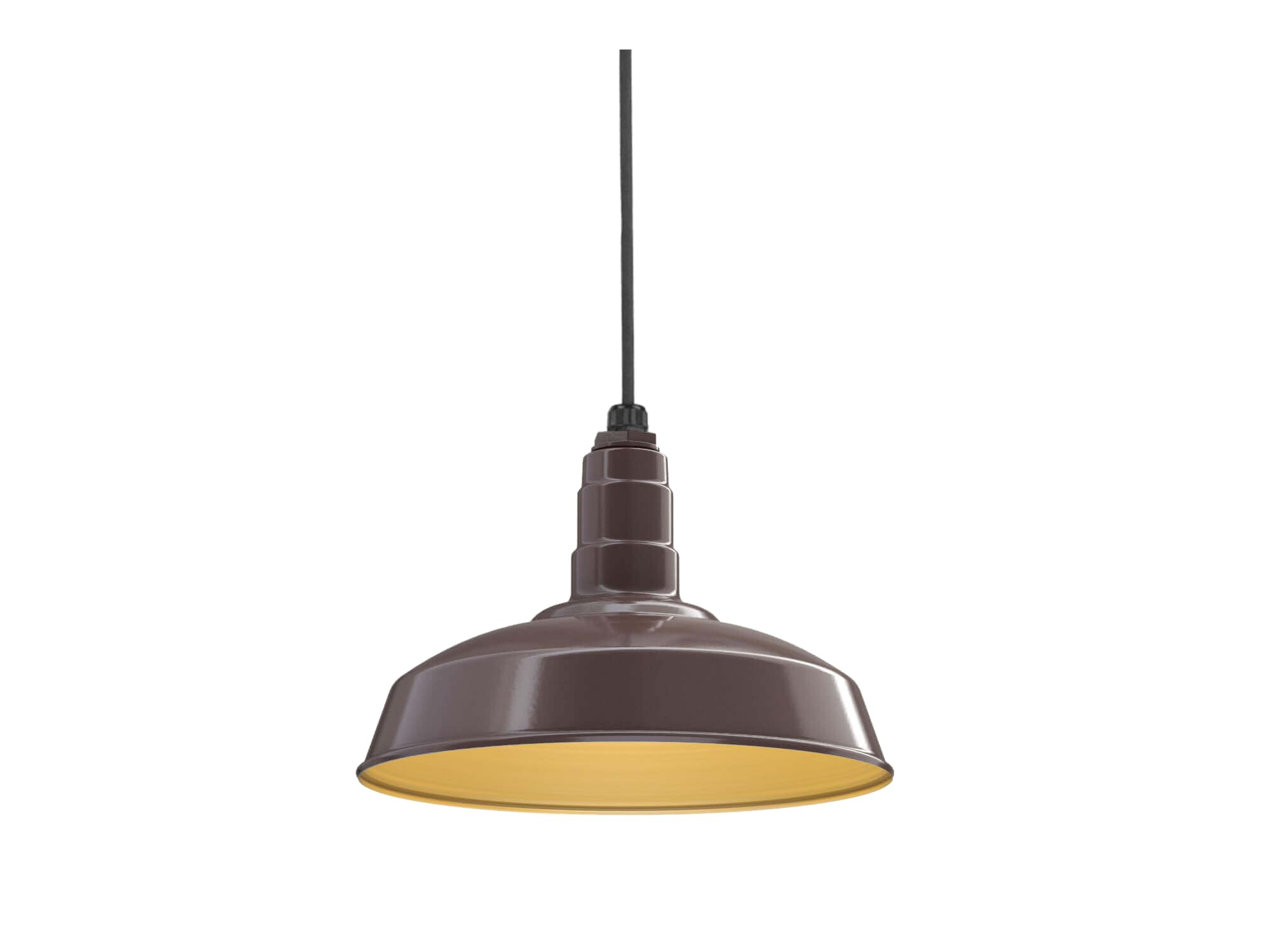4ft Black Cord Barn Light Pendant 16" Dome | Garage | Dark Bronze/Brass