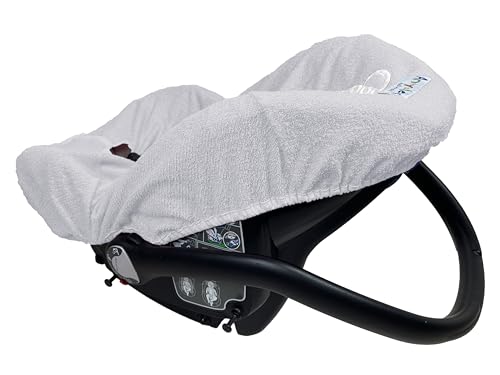 Andy & Helen Bezug für Babyschale aus Frottee - praktisches und bequemes Einziehen dank Gummizug an allen gängigen Babyschalen - Grau