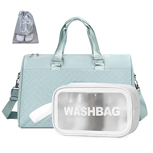 JAKO 55L Travel Duffel Bag,Weekender Bag with Shoes Compartment and Toiletry Bag,Overnight Bag for Men Women,Hospital Bags for Labor and Delivery Mint Green (Mint green)