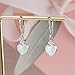 CiNily Heart Opal Leverback Earrings for Women Teen Trendy 14K White Gold Plated Heart Pendant Earrings Cubic Zircon Ear Rings Opal Jewelry Gifts