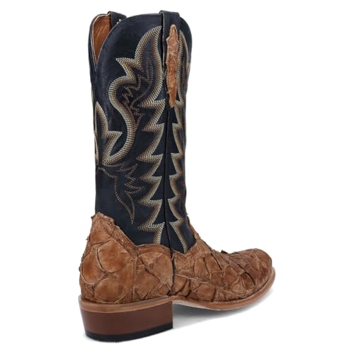 Image of Dan Post Boots Mens Riggs Pirarucu Embroidered Pull On Square Toe Dress Boots Mid Calf - Black, Brown