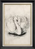 SIGNWIN Premium Frame Art Vintage Retro Forest Lake Swan Bird Portrait Animals Wilderness Illustrations Fine Art Wildlife Relax/Calm Sepia Duotone for Living Room, Bedroom, Office - 26'x36' Black