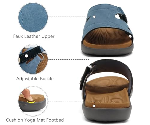 Image of KuaiLu Womens Fashion Orthotic Slides Ladies Athletic Yoga Mat Memory Foam Walking Sandals Thick Cushion Recovery Summer Beach Slippers Comfortable Plantar Fasciitis Arch Support