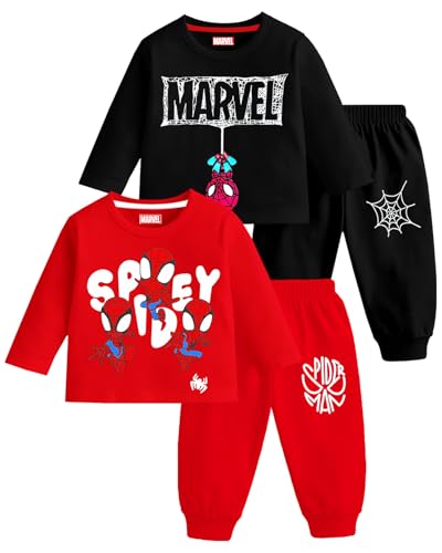 Image of Kuchipoo Marvel Boys Regular Fit Cotton T-Shirts and Pyjamas Set