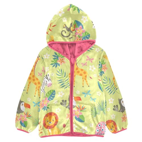 OTVEE Cartoon Tropical Animals Kids Hoodie Jacket Fall Spring Full Zip Warm Outwear Coat