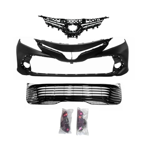 Front Bumper Upper & Lower Grille Fits for 2018-2020 Toyota Camry LE XLE Replaces TO1000432, 53101-06E30