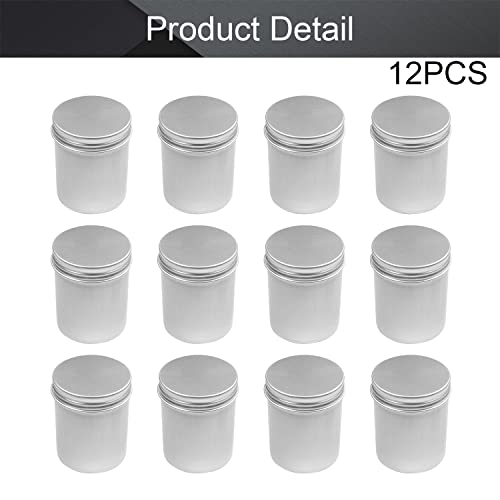 Image of Othmro 12pcs 2.7oz Metal Round Tins Aluminum Tin Cans Containers with Screw Lid, 65 * 50mm(DxH) Silver tin cans for Salve, Spices, Lip Balm, Tea or Candies 80ml