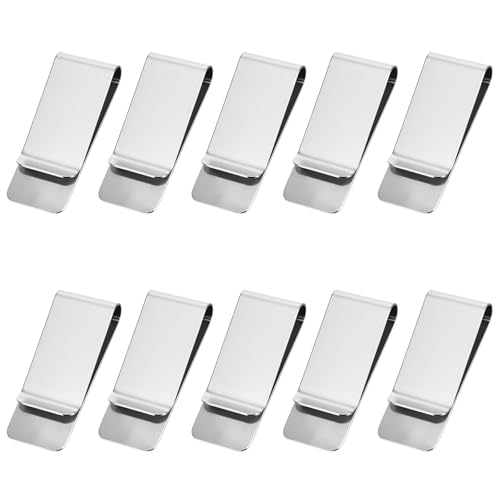 Small Men's Slim Money Clip Stainless Steel Money Clip Metal Credit Business Card Holder 10PCS Wallets Clips Pocket Cash Wallet for Cash and Credit Card Minimalist Front Pocket Wallet Clips