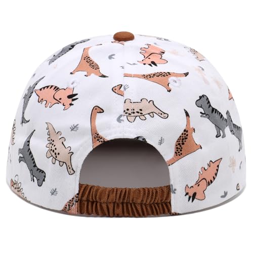 Image of Duoyeree Toddler Baby Baseball Snapback hat Infant Baseball Cap Polyester | 0-24m,cute dinosaur print,UPF50+,Summer baseball cap for baby boys, soft brim to block the sun and protect the eyes
