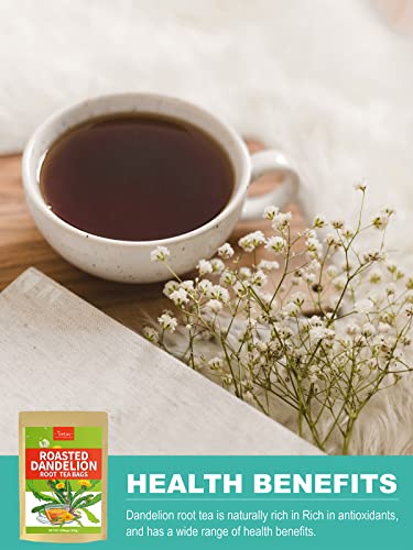 TeeLux Roasted Dandelion Root Tea Bags 50 Count, Premium Natural Dandelion Root Herbal Tea, Caffeine Free, A Popular Coffee Alternative