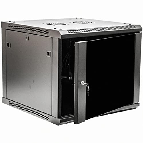 Image of Navepoint 9U Deluxe IT Wallmount Cabinet Enclosure 19-Inch Server Network Rack with Locking Glass Door 24-Inches Deep Black