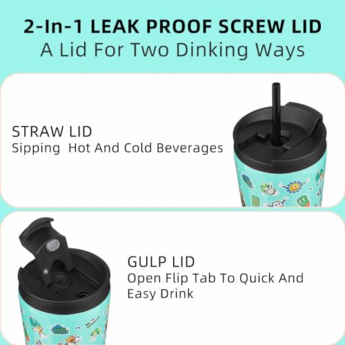 Image of BJPKPK 18 oz Coffee Tumbler with Straw, Insulated Stainless Steel Cup