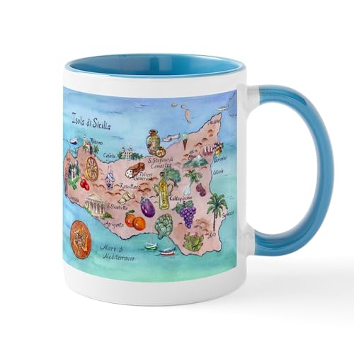 Taza de cerámica 11 oz con diseño Map of Sicily miniatura 1