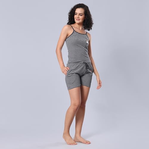 Image of Evolove Women's Cotton Slip & Short Set Sleevesless Round Neck Night Suit Set Super Soft Comfortable (Slip-NS)