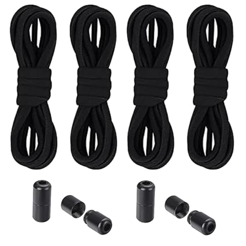 أربطة حذاء مرنة بدون ربط مع قفل زنبركي معدني وطرف معدني قابلة للتعديل للأحذية الرياضية مقاس واحد مناسب لجميع الأحذية 2 أزواج من اي سي في في