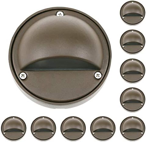 2W LED Deck Lights Landscape Lighting Landscape Lights Low Voltage Outdoor Deck Lighting Replaceable G4 LED Bulb 3000K Aluminum housing for Stair, Pathway,Walkway,Deck,Garden Bronze, Pack of 10