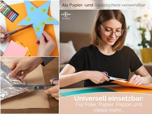 Küchenschere Haushaltsschere Ergonomische Allzweck-Schere Kochschere Rostfreie Edelstahlschere Mehrzweck-Schere für Arbeiten Rund um den Haushalt (20 cm) Silber, Mattiert