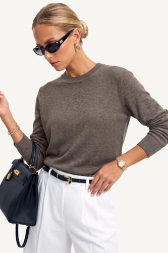 Image of Arach&Cloz Women's Wool Blend Classic Crew Neck Casual Fall Sweaters