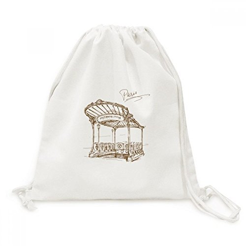Sac à cordon Metropolitain France Station Paris, sac à dos en toile de coton pour voyage et loisirs