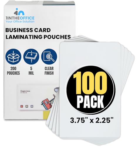 1InTheOffice Business Card Laminating Pouches, 5 Mil Laminating Pouch, Plastic Laminating Sheets, 2.25