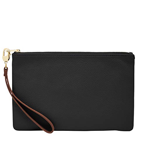 Fossil Women's Gift Leather Wristlet Wallet, Black