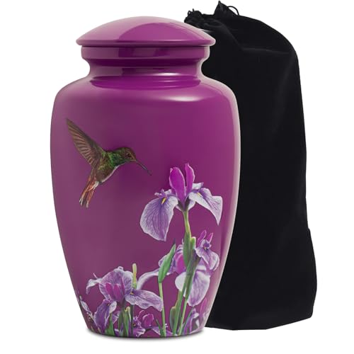 Image of Purple Hummingbird Cremation Urn for Ashes Adult Female Male | Large Urn for Human Ashes Women and Men,Decorative Burial Urn for Mom /Mother /Grandma /Sister(up to 200 lbs)
