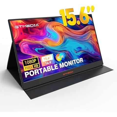 XYTEC Portable Monitor 15.6 Inch 1080P FHD USB-C & HDMI，HDR IPS Display, Dual Speakers, Smart Cover,External Monitor for PC, Mac, PS4, Switch Slim Design with Premium Leather Case Cover
