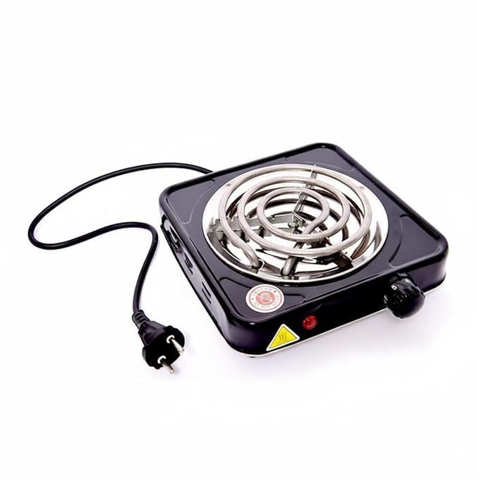 portable electric hot plate 1000w single burner for cooking | stainless steel heating coil | adjustable temperature control | countertop stove | fast heating for home, office, hostel & travel a