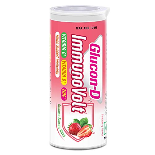 Image of Glucon-D Immunovolt Energy Bite Tube (9 Chewable Tablets) 18gm (Strawberry - Pack of 10 Tubes)
