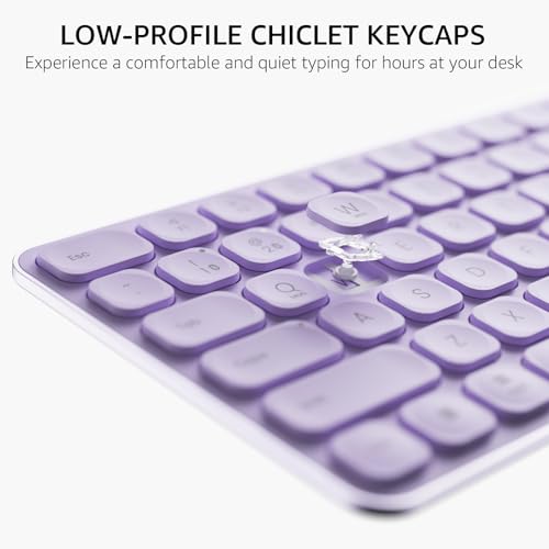Image of Rapoo Multi-Device Keyboard and Mouse Combo, 2.4GHz /Bluetooth 5.0 /4.0 Wireless Keyboard & Mouse Set for Windows /Mac /Linux /Chrome, Support 4 Devices, Low-Profile Silent Click, Battery Powered, Purple