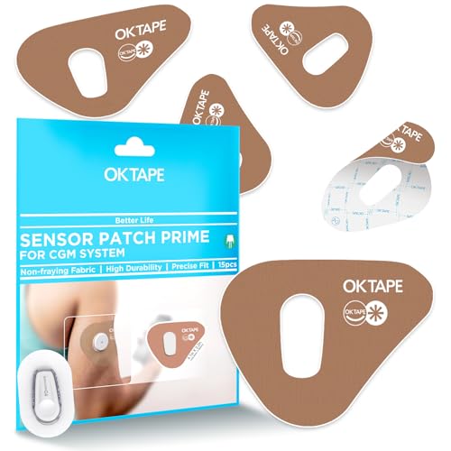 OK TAPE Over Patches for Dexcom G6 Waterproof & Hypoallergenic Adhesive CGM Sensor Patches Pre-Cut Fray-Free Stay Secure for 10-14 Days 15Pcs
