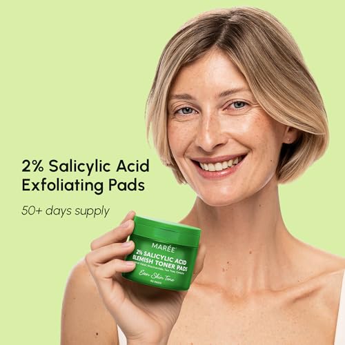 Image of MAREE Blemish Acne Clearing Polishes - Daily Facial Radiance Toner Pads - Witch Hazel Pads Acne Face Toning - Acne Skin Care with BHA Salicylic Acid - Blemish Clearing Witch Hazel Device