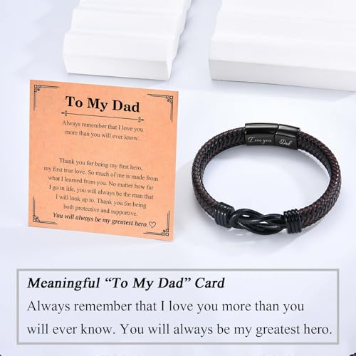 Gift for Dad, Leather Bracelet Dad Gifts from Daughter Son - Image 2