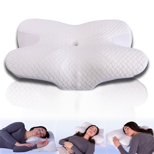 NaturLuxe® - Almohada ortopédica de espuma viscoelástica para el cuello, soporte cervical para el dolor de cuello y hombros, antirronquidos y transpirable, ideal para personas que duermen de lado