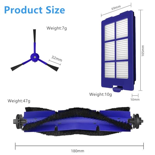 Image of X8 Filters & Replacement Parts Kit for Eufy RoboVac X8 / X8 Hybrid - Washable & Reusable, 1 Roller Brush, 2 Side Brushes, 4 HEPA Filters - Compatible with Eufy X8 Robot Vacuum Cleaner