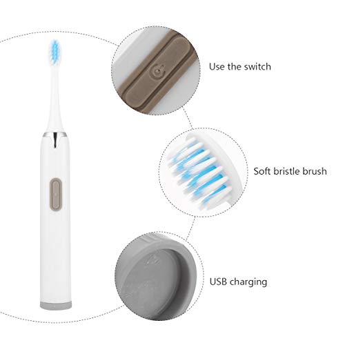 EXCEART Escova de Dentes Elétrica Sônica para Adultos Escova de Dentes Macia Recarregável Com 3 Cabe