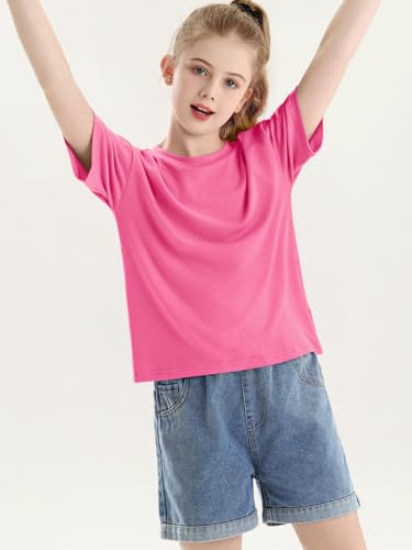 Image of Girls Short Sleeve T Shirts Kids Summer Crewneck Tops Basic Tees 5-14 Years